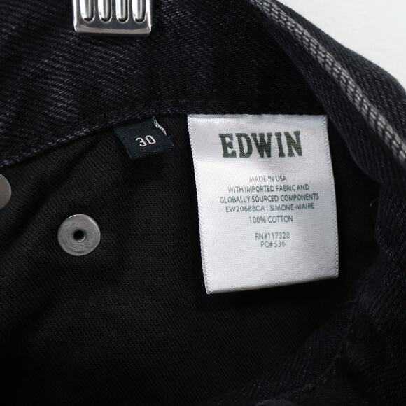 NWT Edwin Simone Mid-Rise Straight Leg Button Fly Denim Jean Maire Black Size 30 - Picture 8 of 9